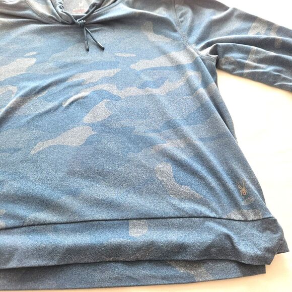 SPYDER ACTIVE Blue Camo Women Med Long Sleeve Hoodie Athletic Shirt $68 - Picture 2 of 6